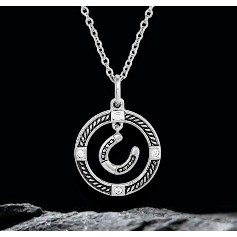 Montana‎ Silversmiths Luck of the Draw Horseshoe CZ Necklace - New
